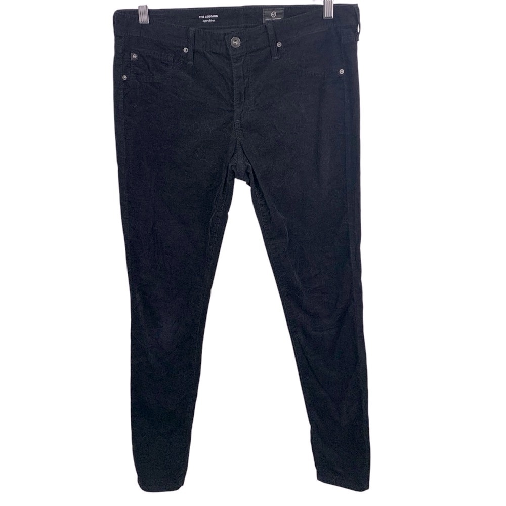 AG Adriano Goldschmied Black Corduroy Super Skinny Stretch Leggings Women’s 30R